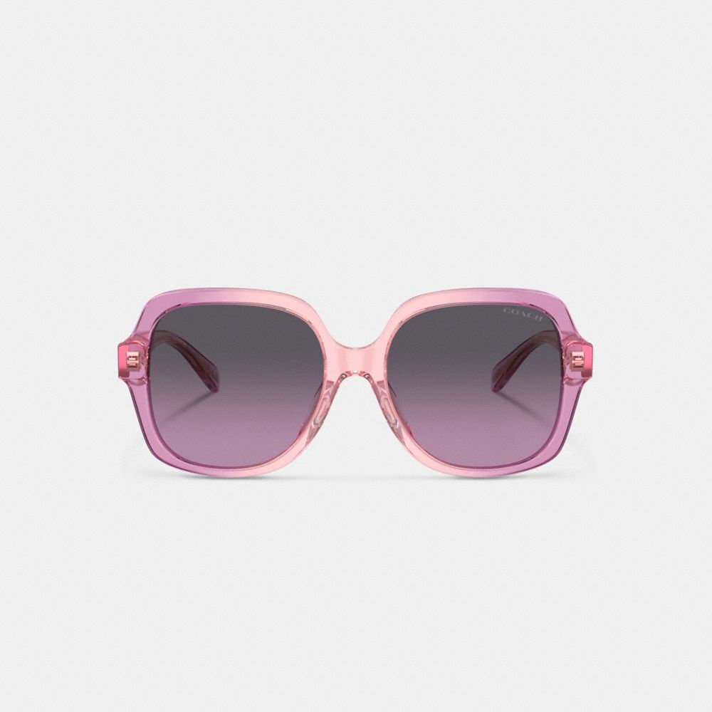 COACH®,Signature Ombré Oversized Square Sunglasses,Square,Logo,Integrated Nose Pads,Casual,Multi Color,Inside View,Top View
