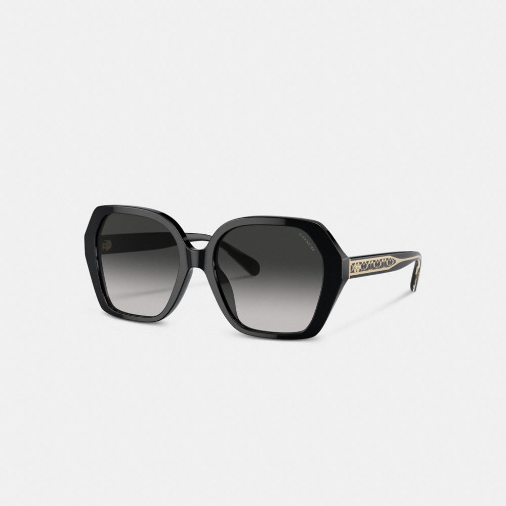 COACH®,SIGNATURE OMBRÉ GEOMETRIC SQUARE SUNGLASSES,Grey Gradient,Front View