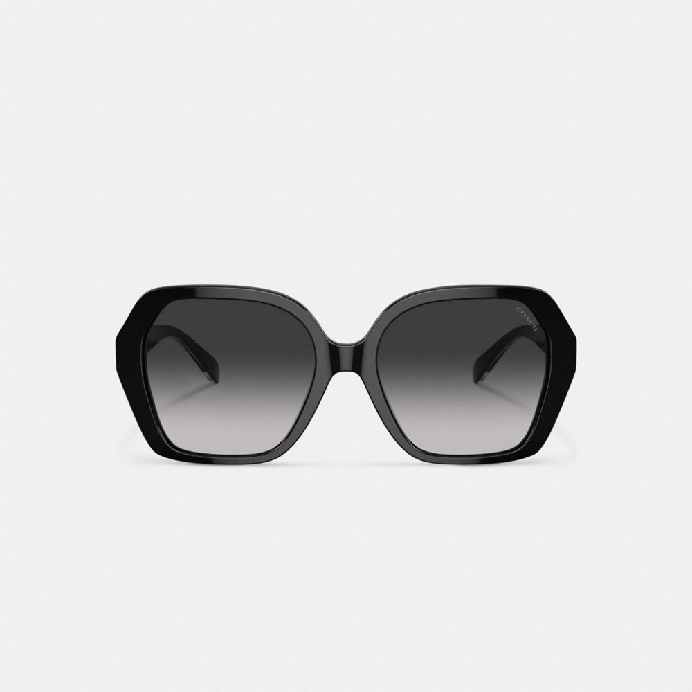 COACH®,SIGNATURE OMBRÉ GEOMETRIC SQUARE SUNGLASSES,Grey Gradient,Inside View,Top View