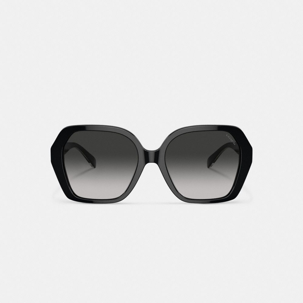 Shop Coach Signature Ombré Geometric Square Sunglasses In Grey Gradient