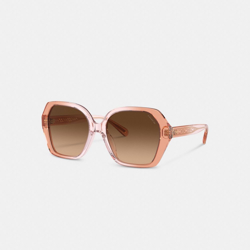 COACH®,SIGNATURE OMBRÉ GEOMETRIC SQUARE SUNGLASSES,Brown Gradient,Front View