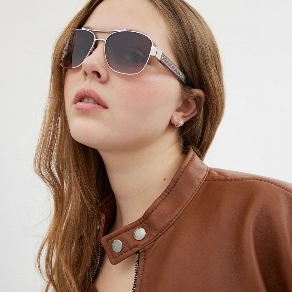 Coach Signature Ombré Narrow Pilot Sunglasses — фото 2