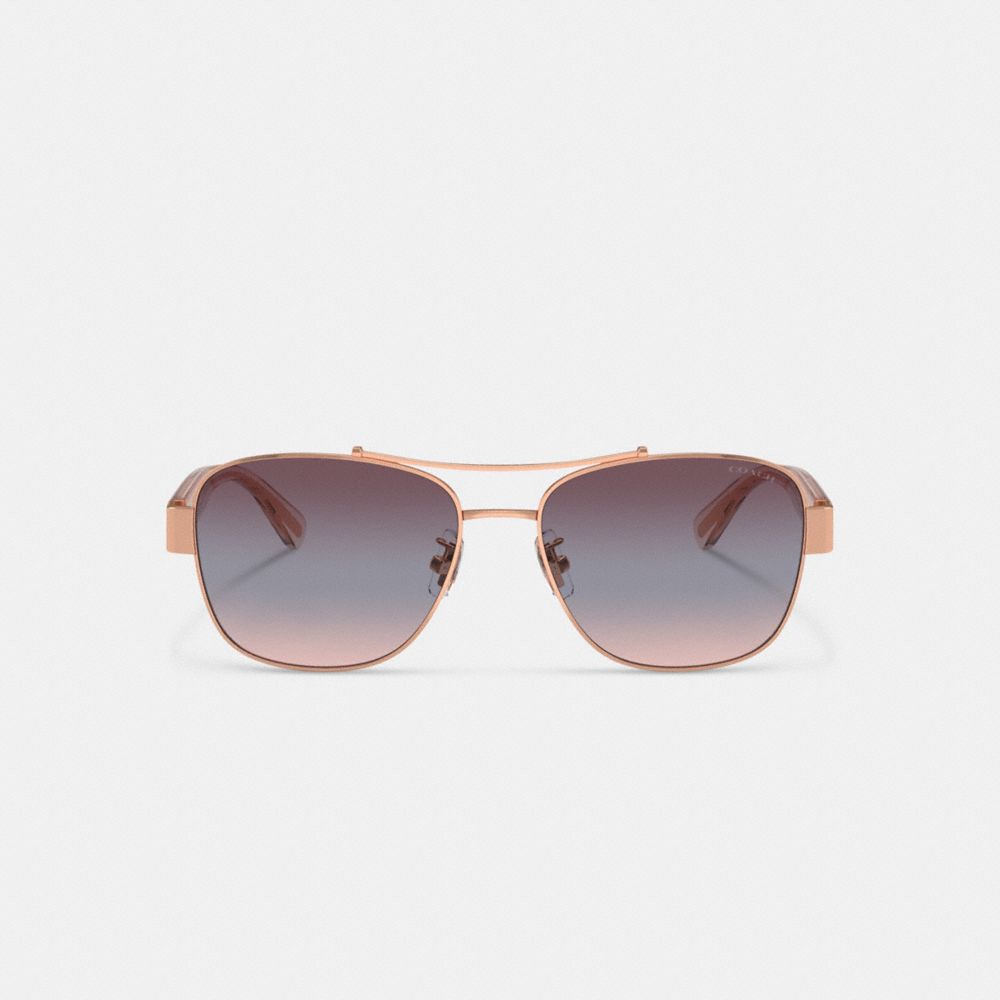 COACH®,SIGNATURE OMBRÉ NARROW PILOT SUNGLASSES,Purple Gradient,Inside View,Top View