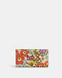 COACH®,SLIM ZIP WALLET WITH FLORAL PRINT,Leather,Silver/Ivory Multi,Front View