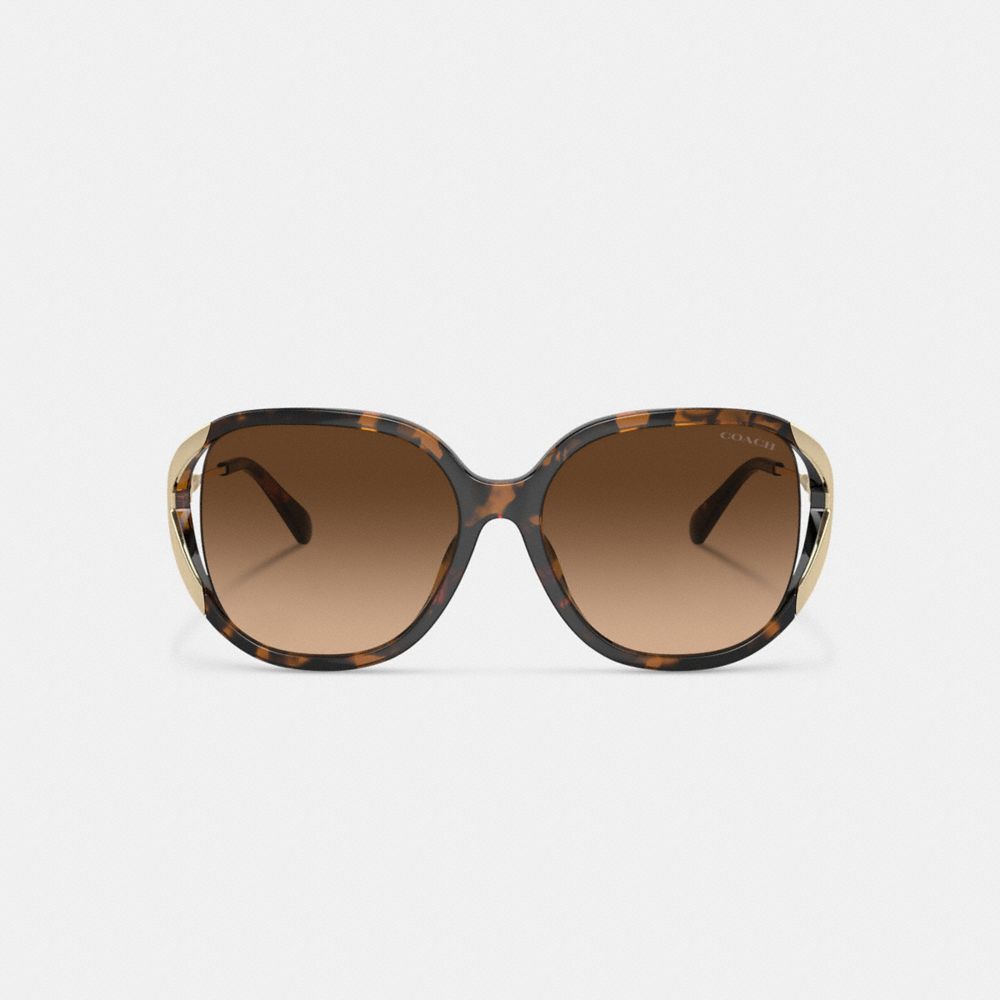 Coach Bandit Oversized Square Sunglasses In Dark Tortoise/gold