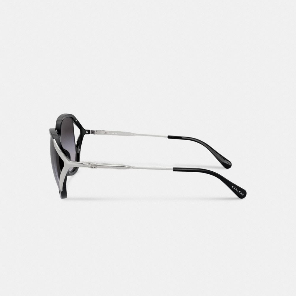 Coach Bandit Oversized Square Sunglasses In Black/silver