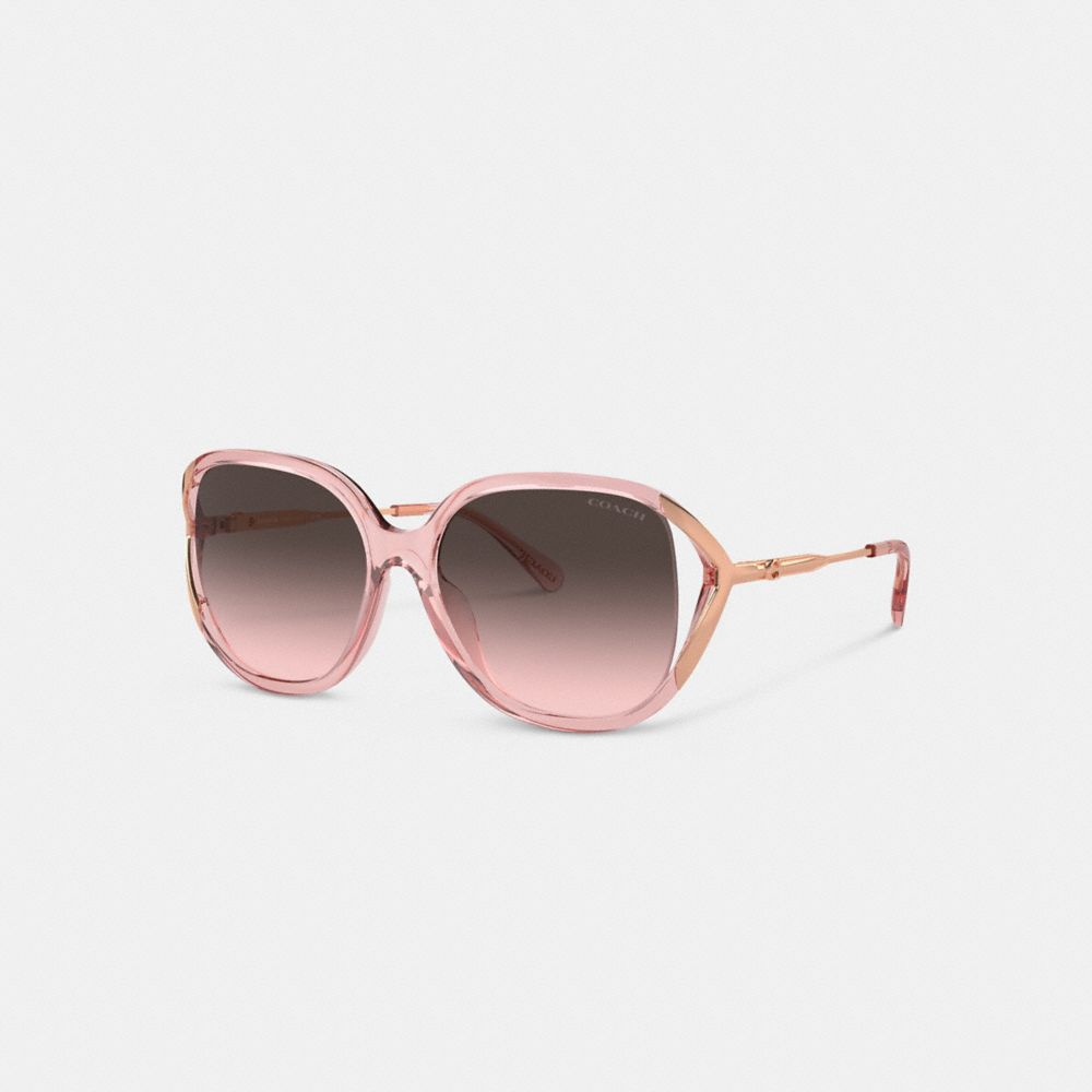 COACH®,BANDIT OVERSIZED SQUARE SUNGLASSES,Pink/Rose Gold,Front View