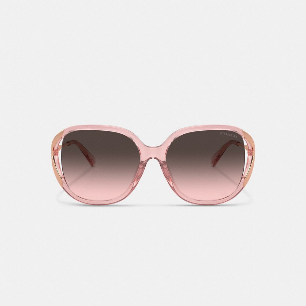 COACH®,BANDIT OVERSIZED SQUARE SUNGLASSES,Pink/Rose Gold,Inside View,Top View