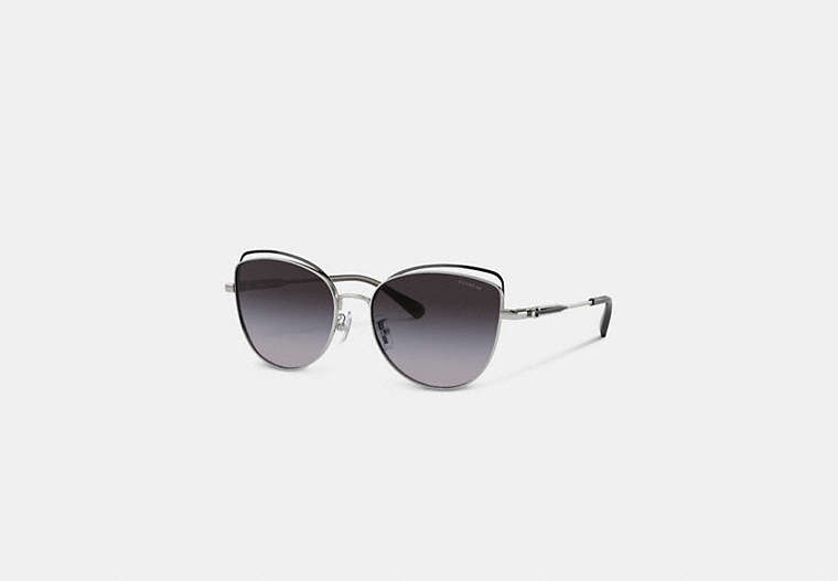 COACH®,BANDIT WIRE OVAL SUNGLASSES,Grey Gradient,Front View