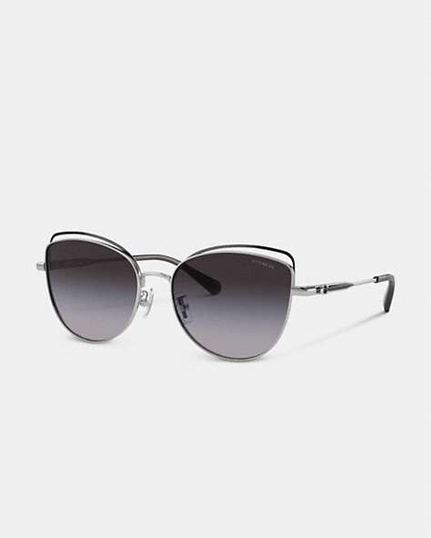 COACH®,BANDIT WIRE OVAL SUNGLASSES,Grey Gradient,Front View
