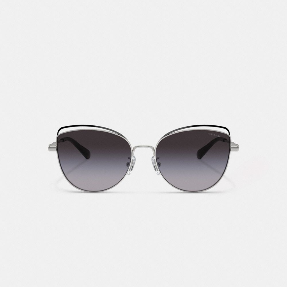 COACH®,BANDIT WIRE OVAL SUNGLASSES,Grey Gradient,Inside View,Top View