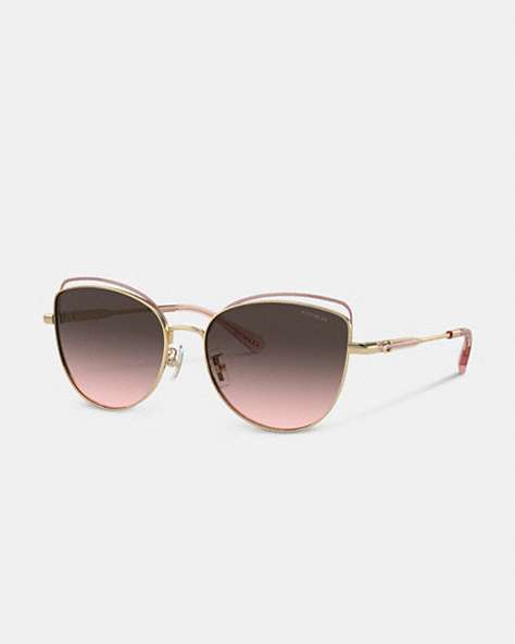 COACH®,BANDIT WIRE OVAL SUNGLASSES,Grey Pink Gradient,Front View