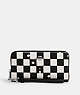 COACH®,LONG ZIP AROUND WALLET WITH CHECKERBOARD PRINT,pvc,Mini,Silver/Black/Chalk,Front View