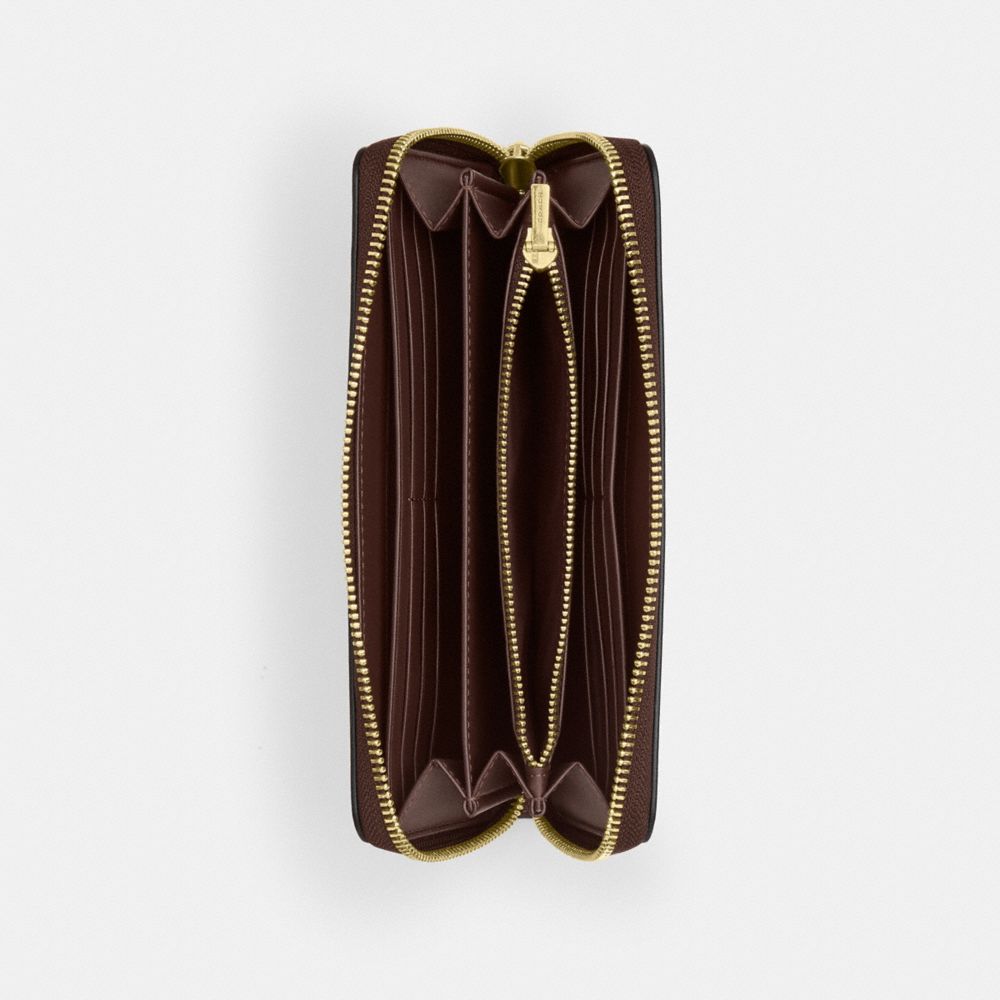COACH®,PORTEFEUILLE ZIP-CONTOUR LONG,Cuir lisse,Or/érable,Inside View,Top View