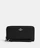 COACH®,LONG ZIP AROUND WALLET,Leather,Mini,Silver/Black,Front View