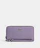 COACH®,LONG ZIP AROUND WALLET,Leather,Mini,Silver/Light Violet,Front View