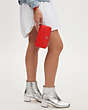 COACH®,LONG ZIP AROUND WALLET,Leather,Mini,Silver/Miami Red,Detail View