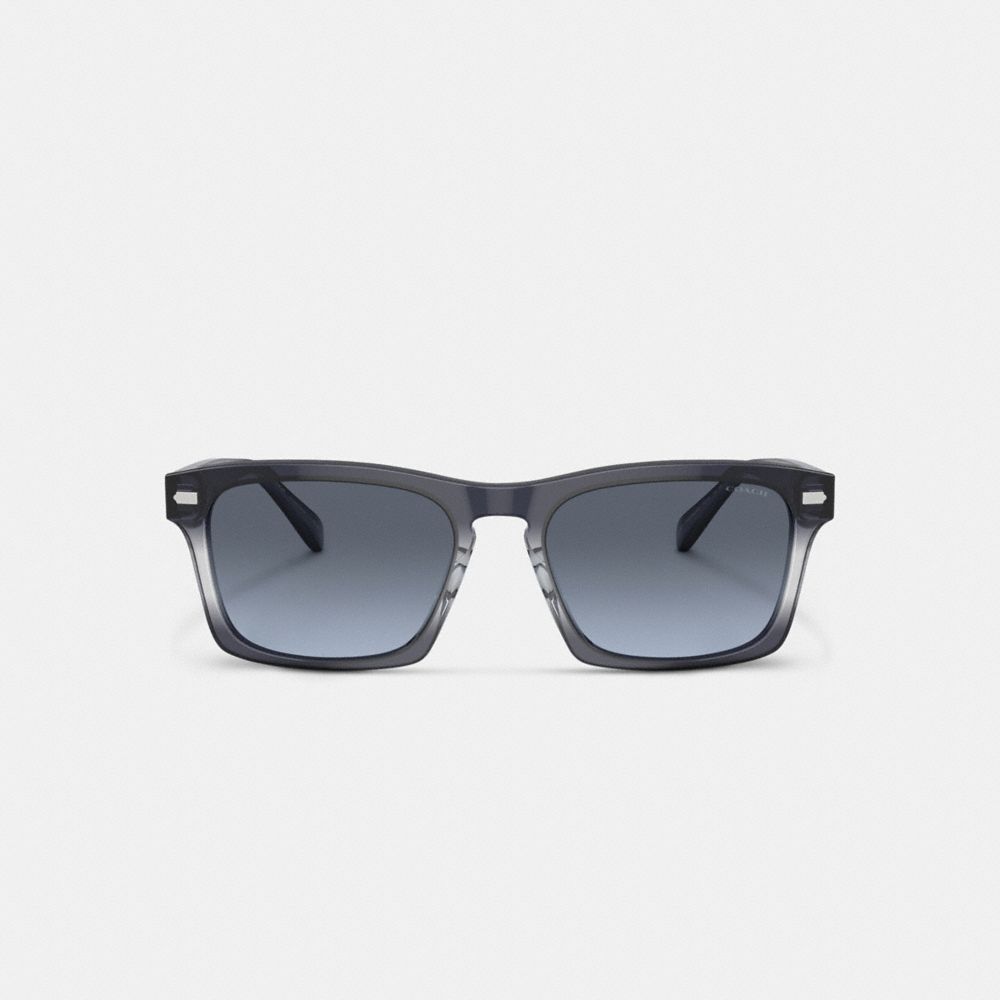 COACH®,Keyhole Square Sunglasses,Square,Logo,Integrated Nose Pads,Casual,Gray,Inside View,Top View