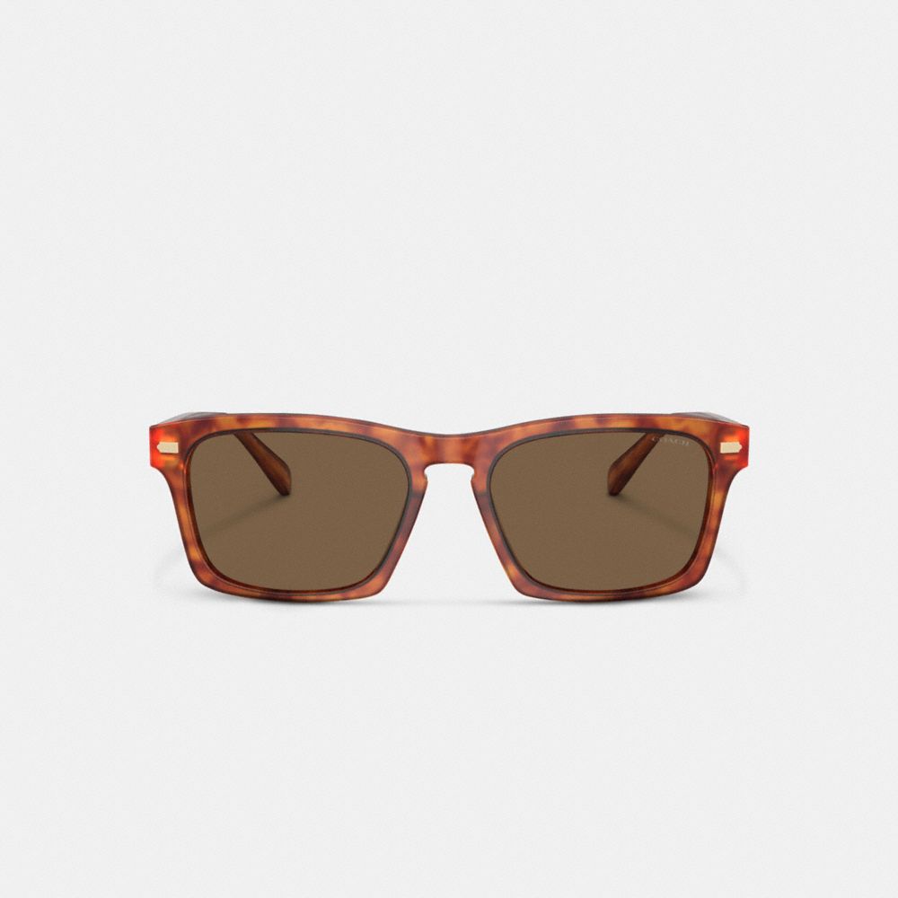 COACH®,Keyhole Square Sunglasses,Square,Logo,Integrated Nose Pads,Casual,Brown,Inside View,Top View