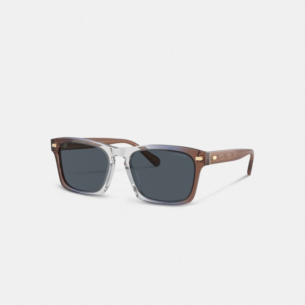 COACH®,KEYHOLE SQUARE SUNGLASSES,Brown Blue Grey Gradient,Front View