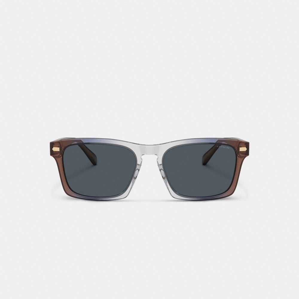 COACH®,Keyhole Square Sunglasses,Square,Logo,Integrated Nose Pads,Casual,Gray,Inside View,Top View