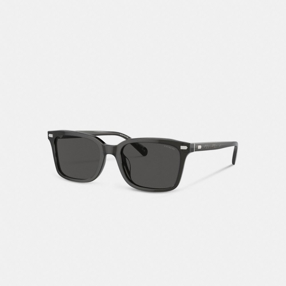 COACH®,NARROW SQUARE SUNGLASSES,Transparent Dark Grey,Front View