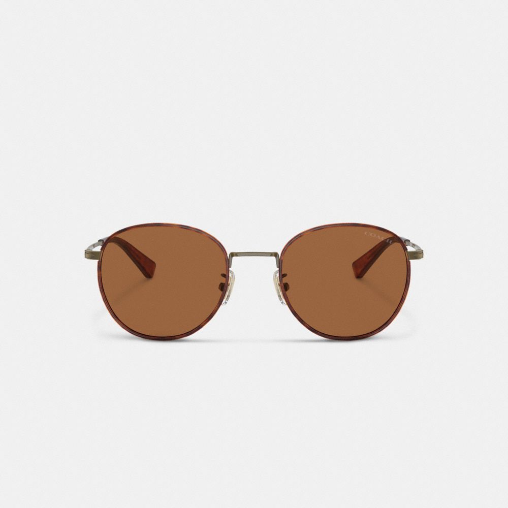 Shop Coach Metal Windsor Round Sunglasses In Amber