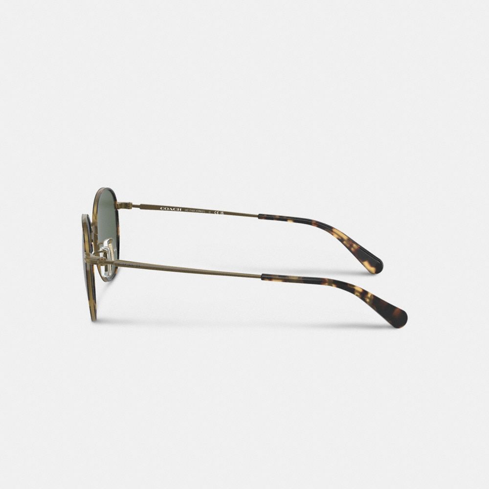 Coach Metal Windsor Round Sunglasses In Dark Tortoise/ Antique Gold