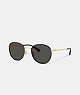COACH®,METAL WINDSOR ROUND SUNGLASSES,Black/ Shiny Light Gold,Front View
