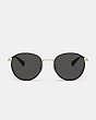 COACH®,METAL WINDSOR ROUND SUNGLASSES,Black/ Shiny Light Gold,Inside View,Top View