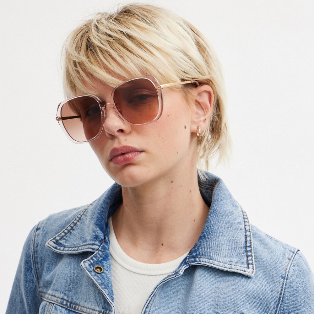Coach Sculpted Tea Rose Round Sunglasses