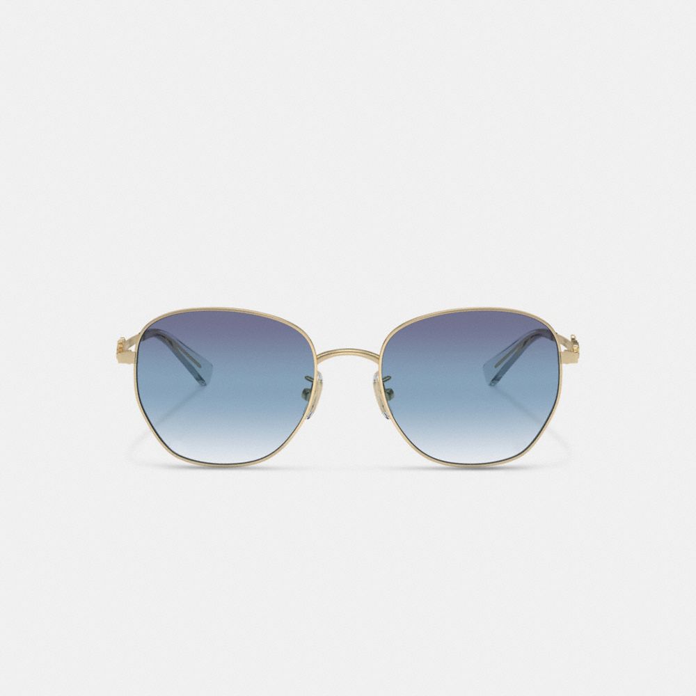 COACH®,COACH SCRIPT ROUND SUNGLASSES,Gold/Blue,Inside View,Top View