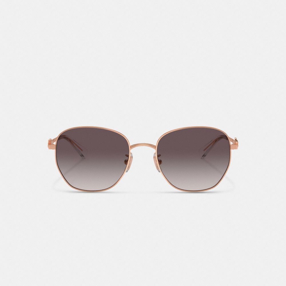 COACH®,COACH SCRIPT ROUND SUNGLASSES,Rose Gold/Black,Inside View,Top View