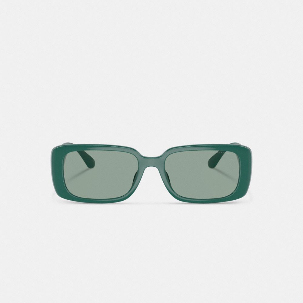 COACH®,NARROW RECTANGLE SUNGLASSES,Dark Green,Inside View,Top View