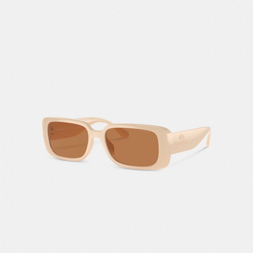 COACH®,NARROW RECTANGLE SUNGLASSES,Plastic,Off White,Front View
