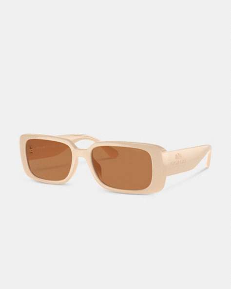 COACH®,NARROW RECTANGLE SUNGLASSES,Plastic,Off White,Front View