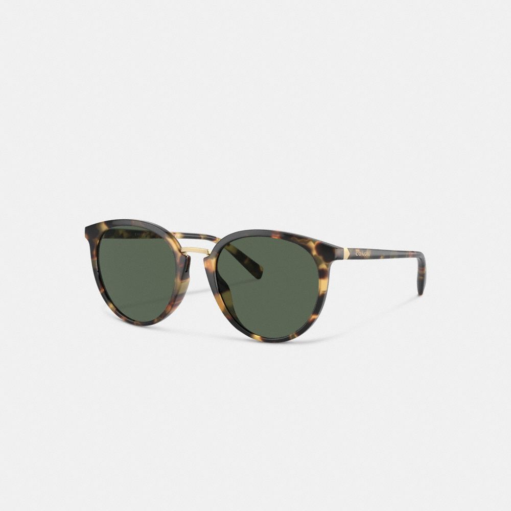 COACH®,HANGTAG ROUND SUNGLASSES,Tokyo Tortoise,Front View