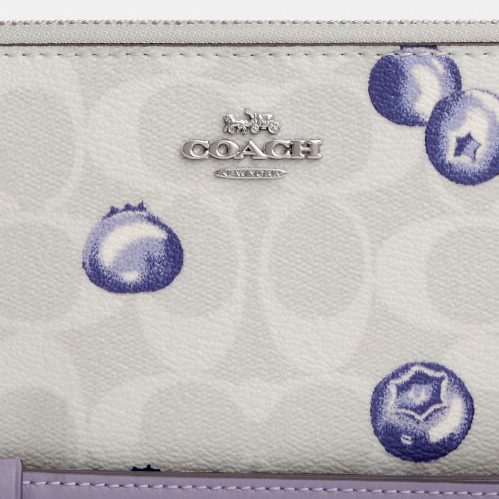 COACH®,ロング ジップ アラウンド ウォレット・シグネチャー キャンバス・ブルーベリー プリント,長財布,ｼﾙﾊﾞｰ/ﾁｮｰｸ/ﾗｲﾄ ﾊﾞｲｵﾚｯﾄ