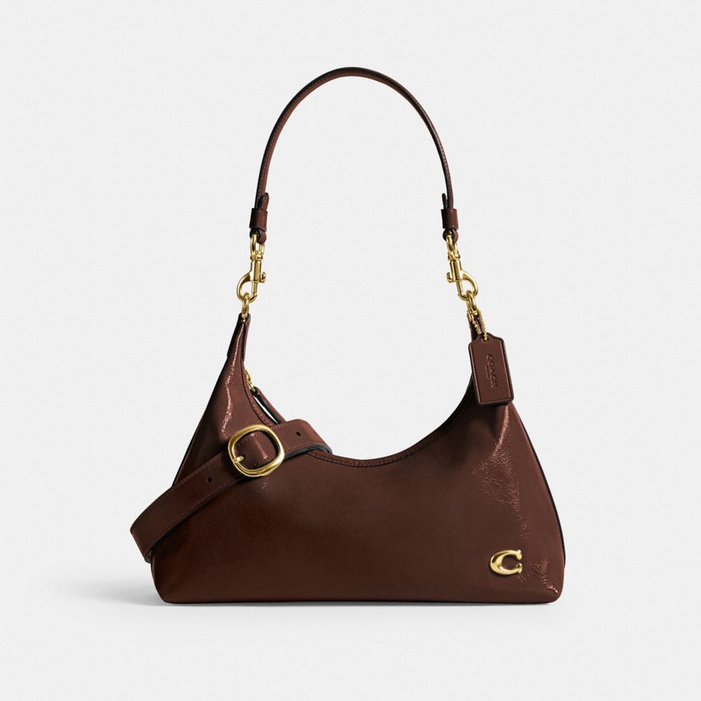 COACH®,JULIET SHOULDER BAG,Medium,Brass/Maple,Front View