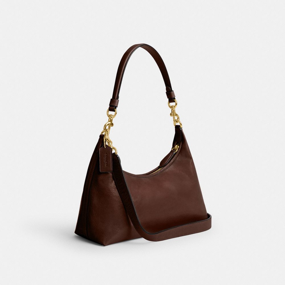 COACH®,Juliet Shoulder Bag,Leather,Shoulder Bag,Metal,Silver Metal,Casual,Brown,Angle View