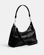 COACH®,JULIET SHOULDER BAG,Medium,Silver/Black,Angle View