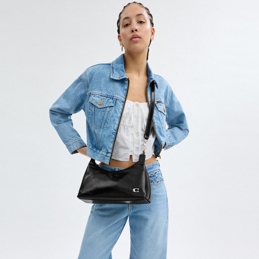 COACH®,Juliet Shoulder Bag,Leather,Shoulder Bag,Metal,Silver Metal,Casual,Black