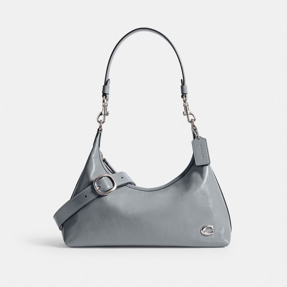 COACH®,JULIET SHOULDER BAG,Medium,Silver/Grey Blue,Front View