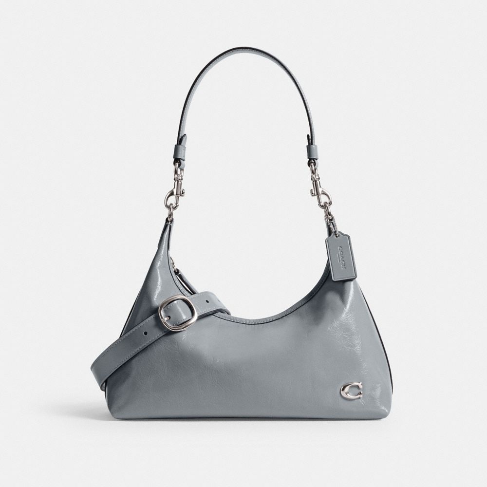 COACH®,JULIET SHOULDER BAG,Medium,Silver/Grey Blue,Front View