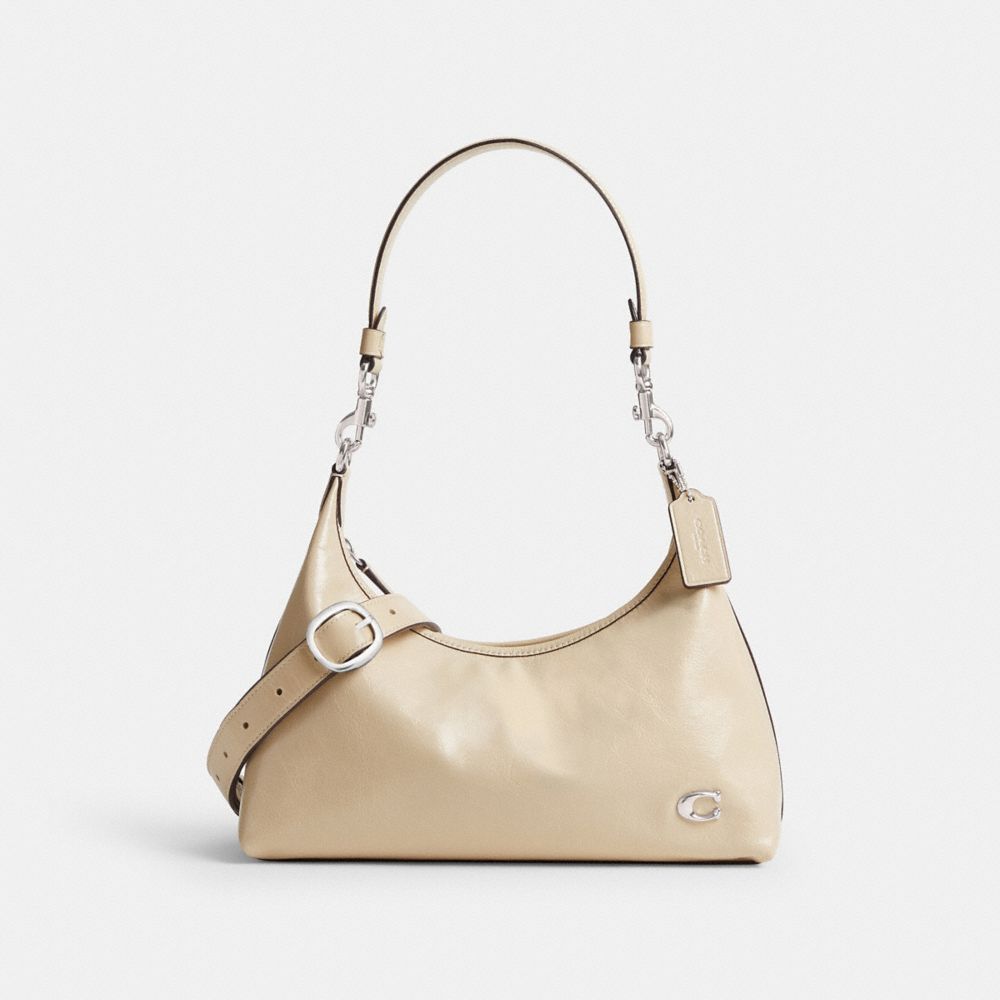 COACH®,JULIET SHOULDER BAG,Medium,Silver/Ivory,Front View