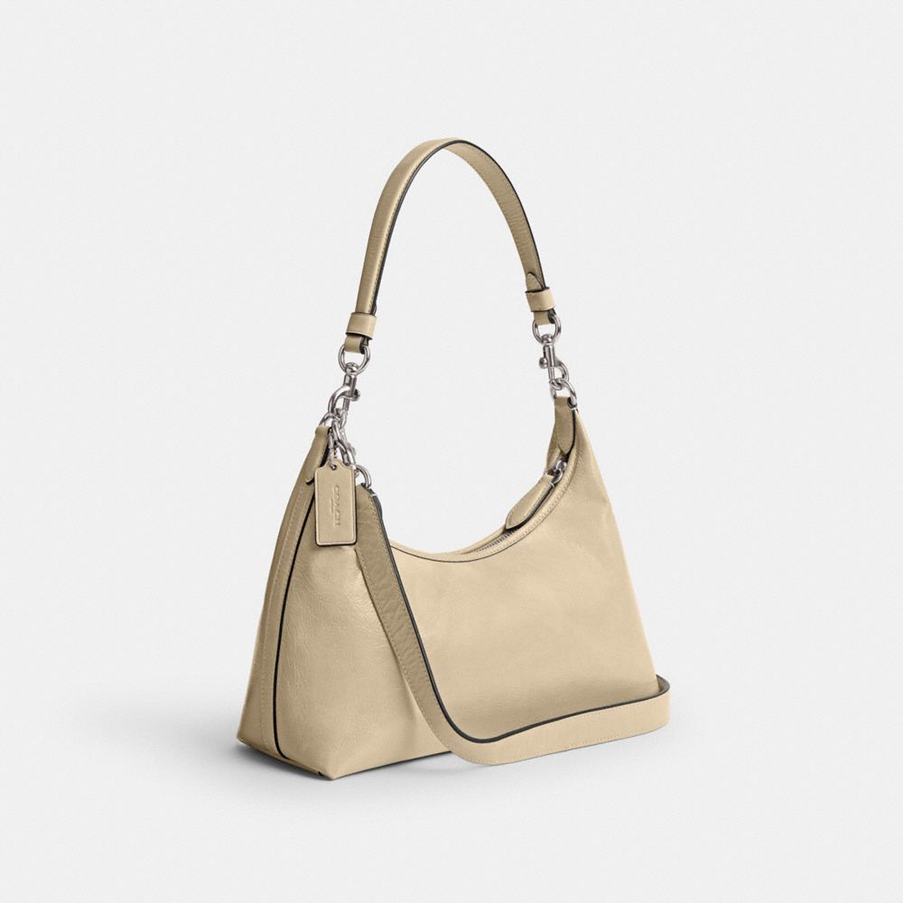 COACH®,Juliet Shoulder Bag,Leather,Shoulder Bag,Metal,Silver Metal,Casual,Beige,Angle View