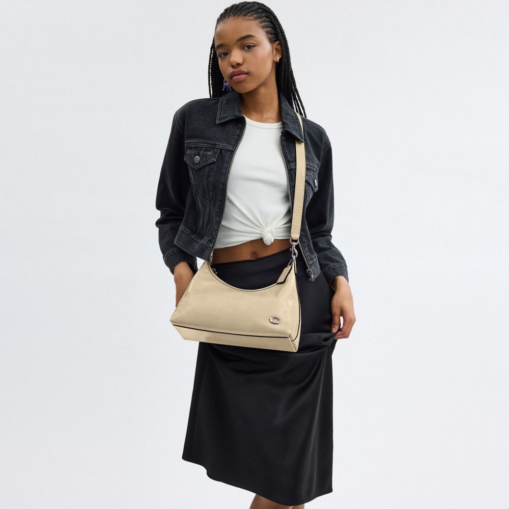 COACH®,Juliet Shoulder Bag,Leather,Shoulder Bag,Metal,Silver Metal,Casual,Beige