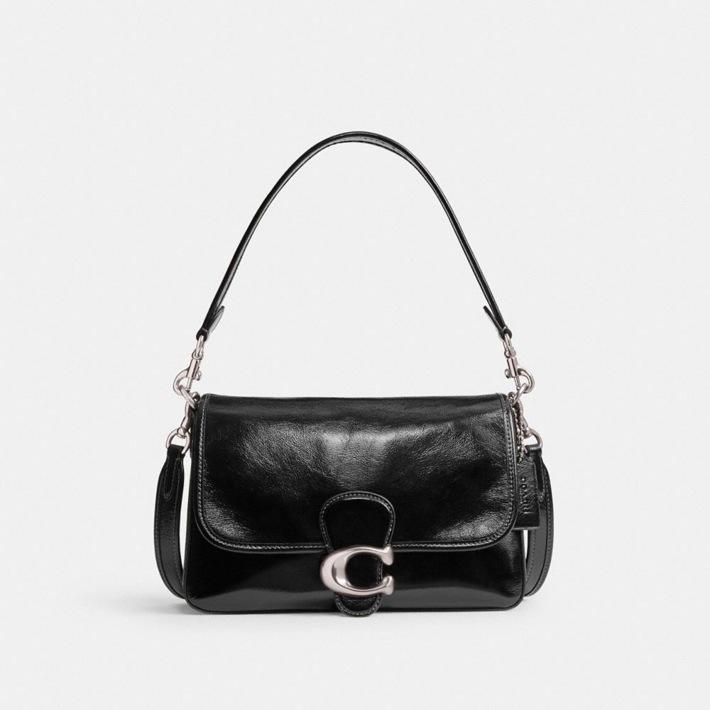 COACH®,SOFT TABBY SHOULDER BAG,Medium,Silver/Black,Front View