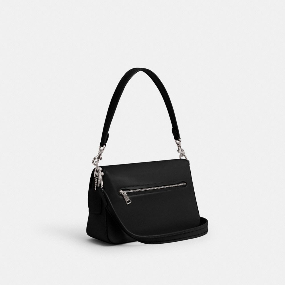 COACH®,Soft Tabby Shoulder Bag,Leather,Suede,Shoulder Bag,Embossed,Metal,Logo,Day Party,Black,Angle View