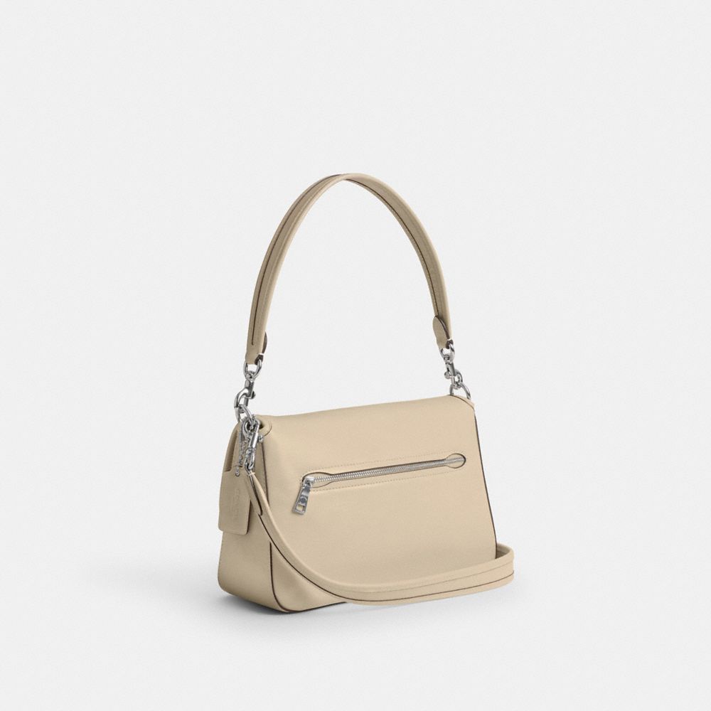 COACH®,SOFT TABBY SHOULDER BAG,Medium,Silver/Ivory,Angle View